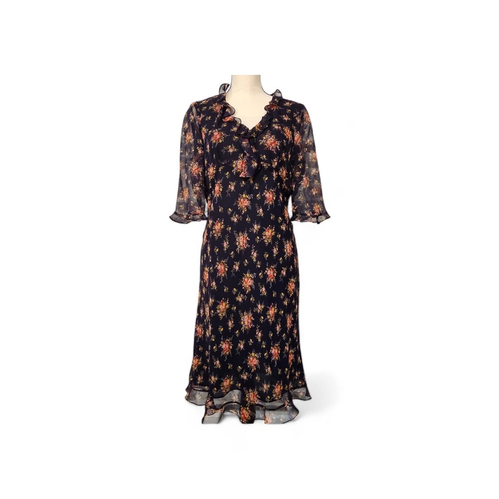 Donna Rocco Floral Ruffle Midi Dress, 12P